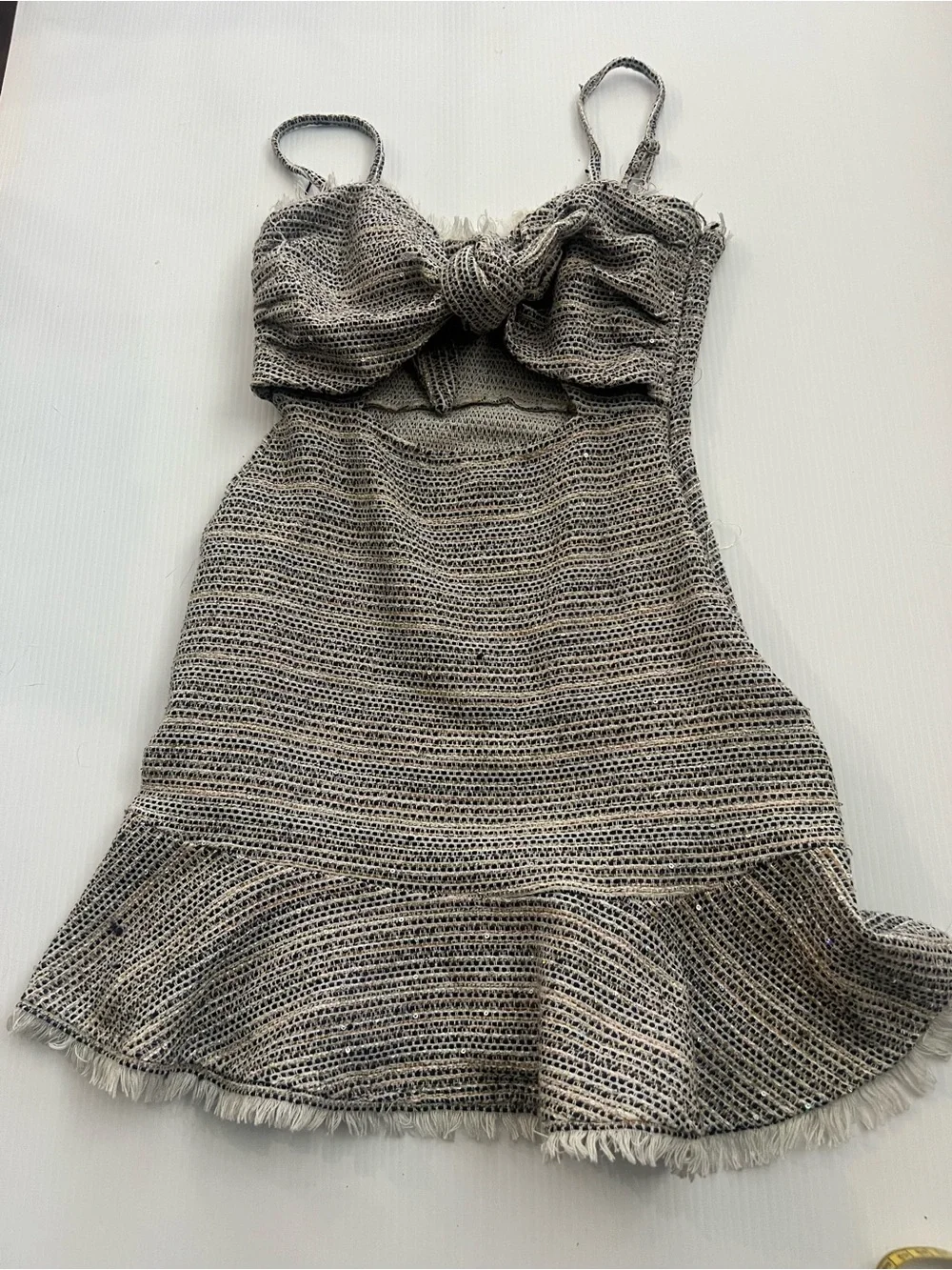Storia ' Striped Knit Sundress in Beige and Black